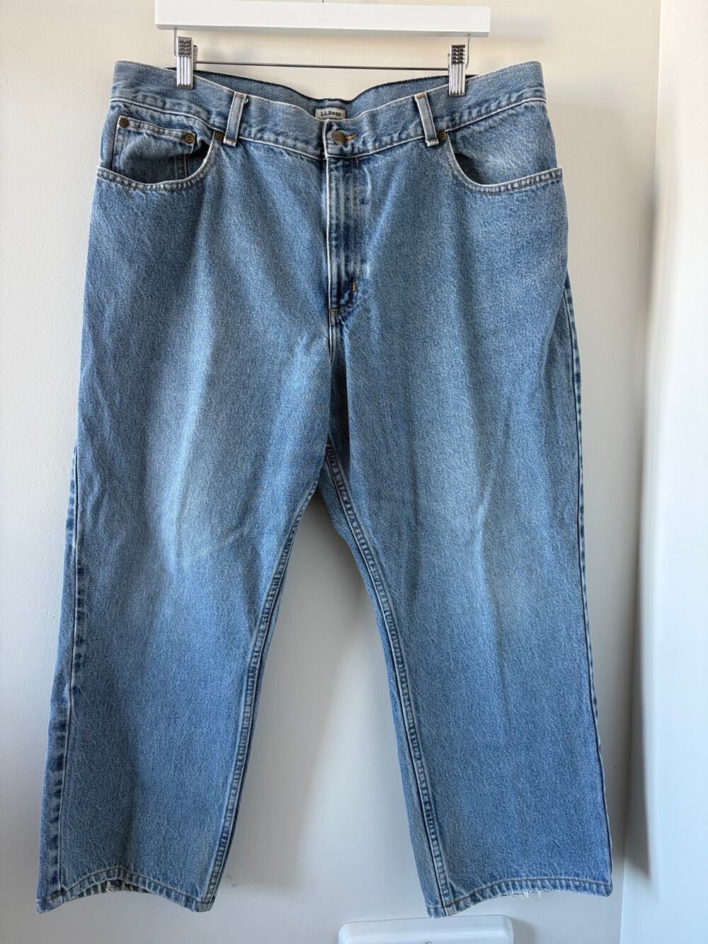 100% Cotton Wide Leg Jeans Womens Size 20P Medium Wash L.L. Bean Original Fit